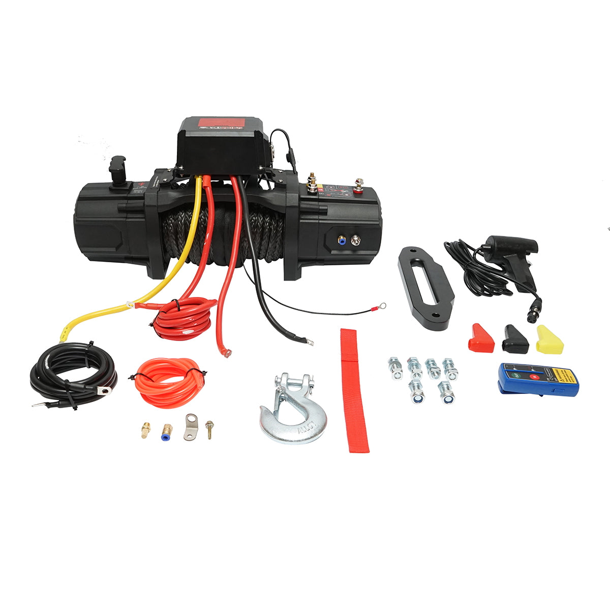 Electric winch with remote control 12V, 6.1T (13500lbs) 6.5HP, synthetic cable 9x24m, 400A Breckner Germany solenoid